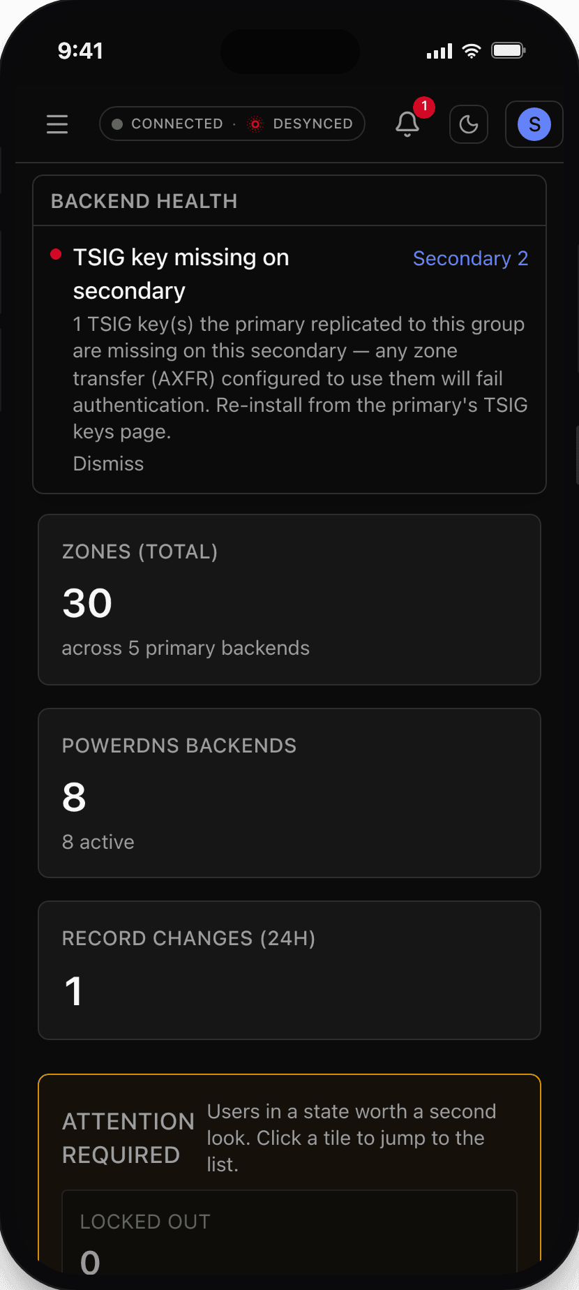 Backend health on mobile
