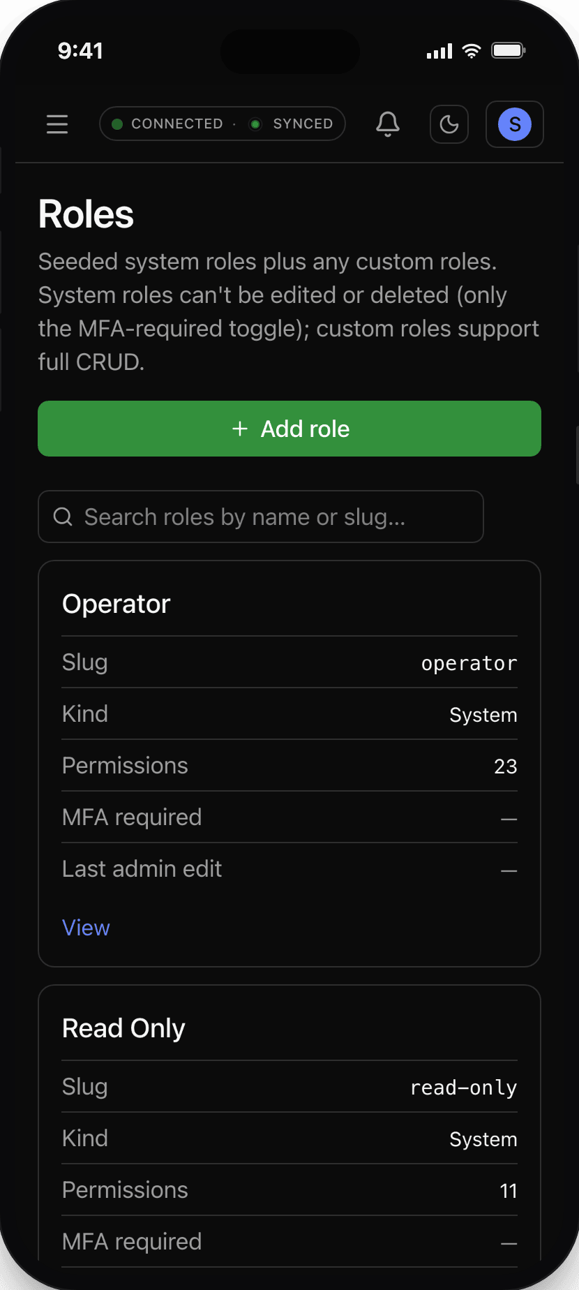 Roles on mobile
