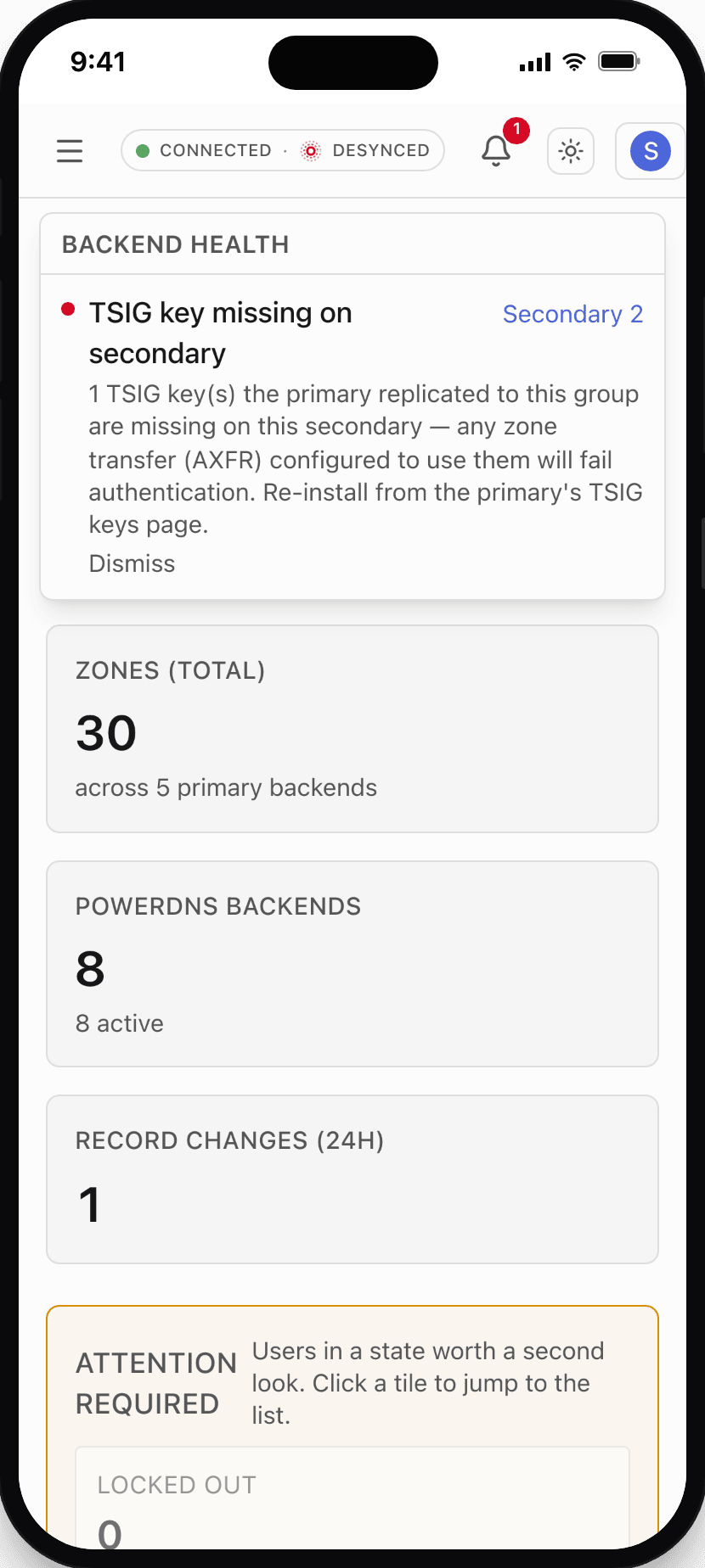 Backend health on mobile