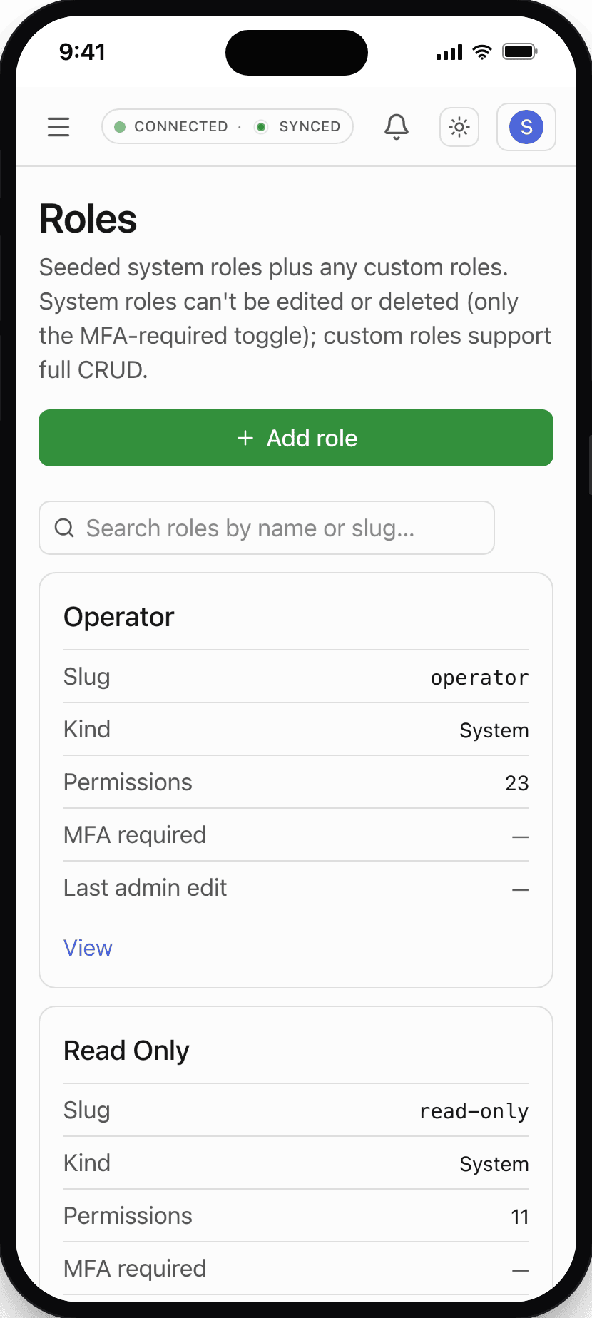 Roles on mobile